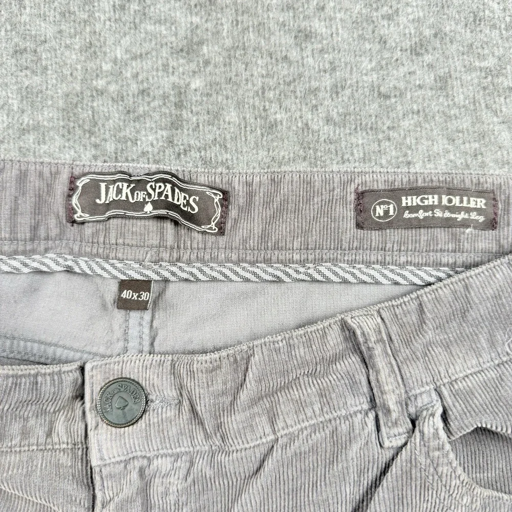 Jack Of Spades‎ High Roller Straight Corduroy Jeans Men's Sz 40x30 Gray